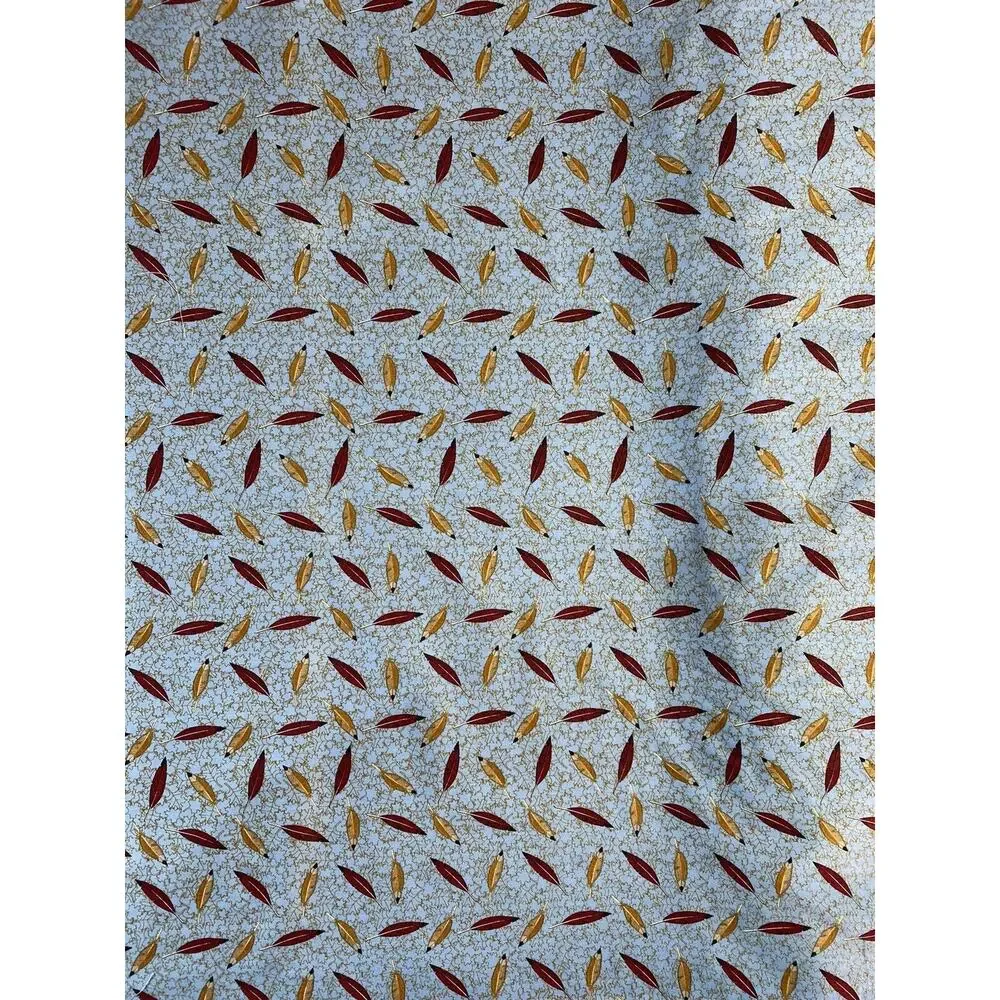 Nancy Zieman Cotton Fabric Cardinal Blue/Rust Feathers Fabrics Batch 119034